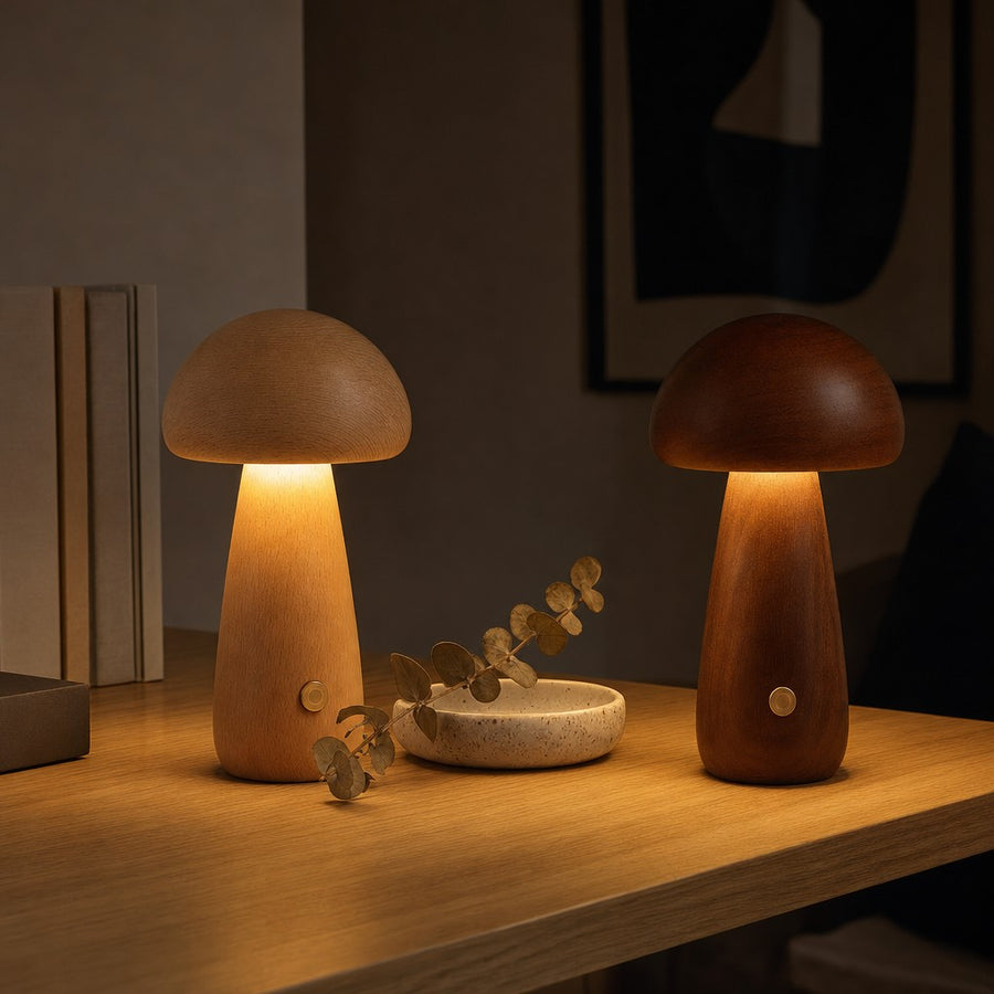 Wooden Mushroom Lamp · By AURORA