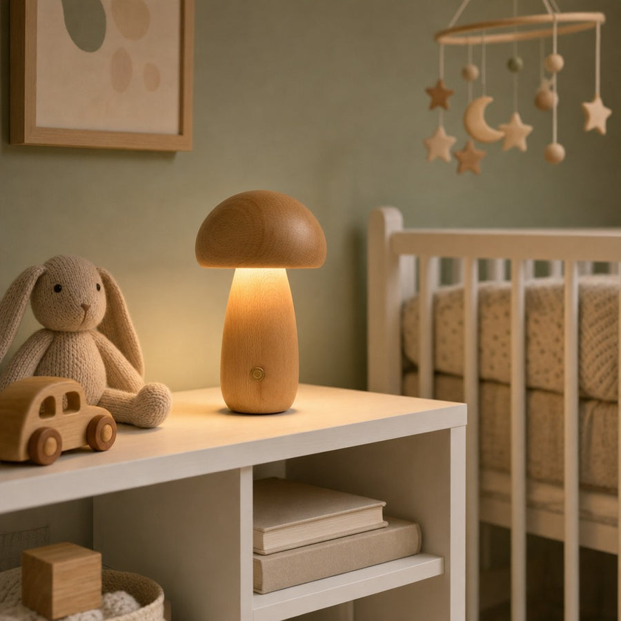 Wooden Mushroom Lamp · By AURORA