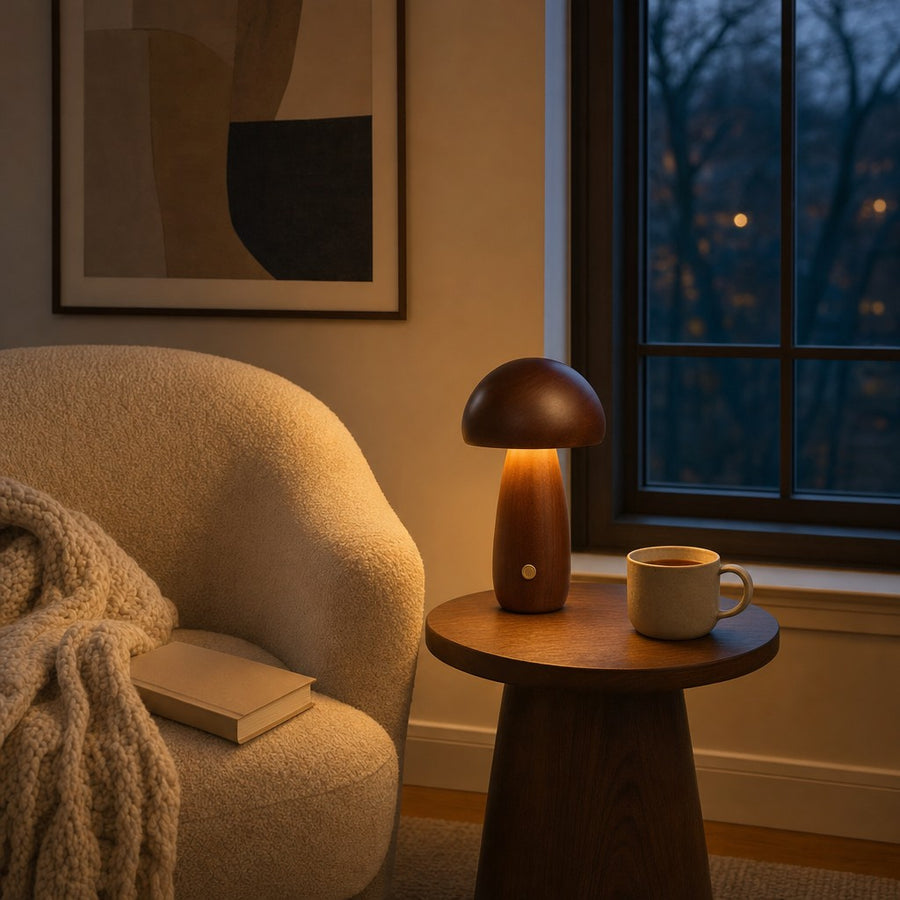 Wooden Mushroom Lamp · By AURORA