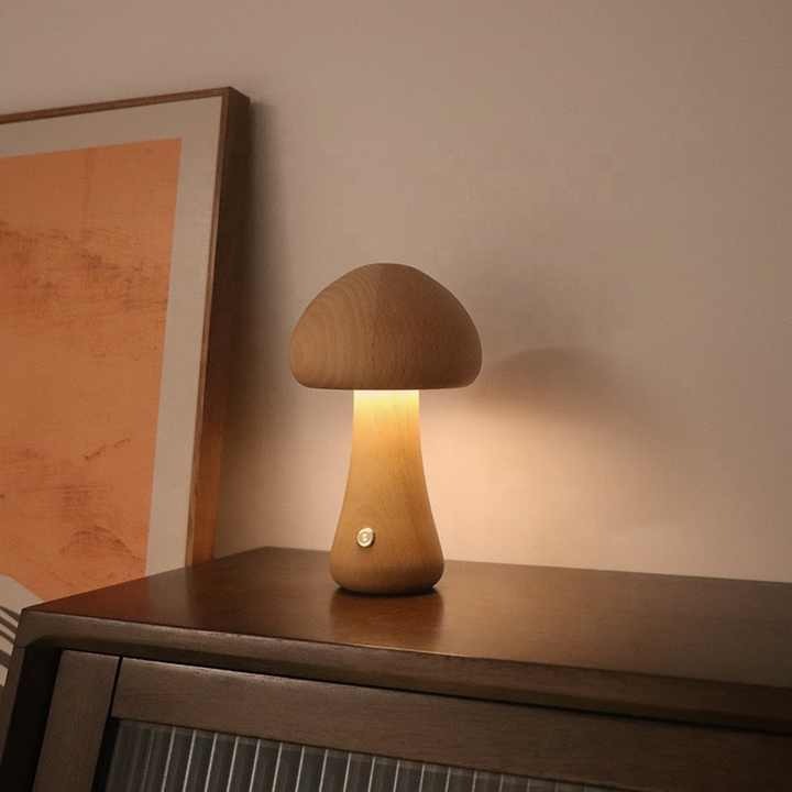 Wooden Mushroom Lamp · By AURORA