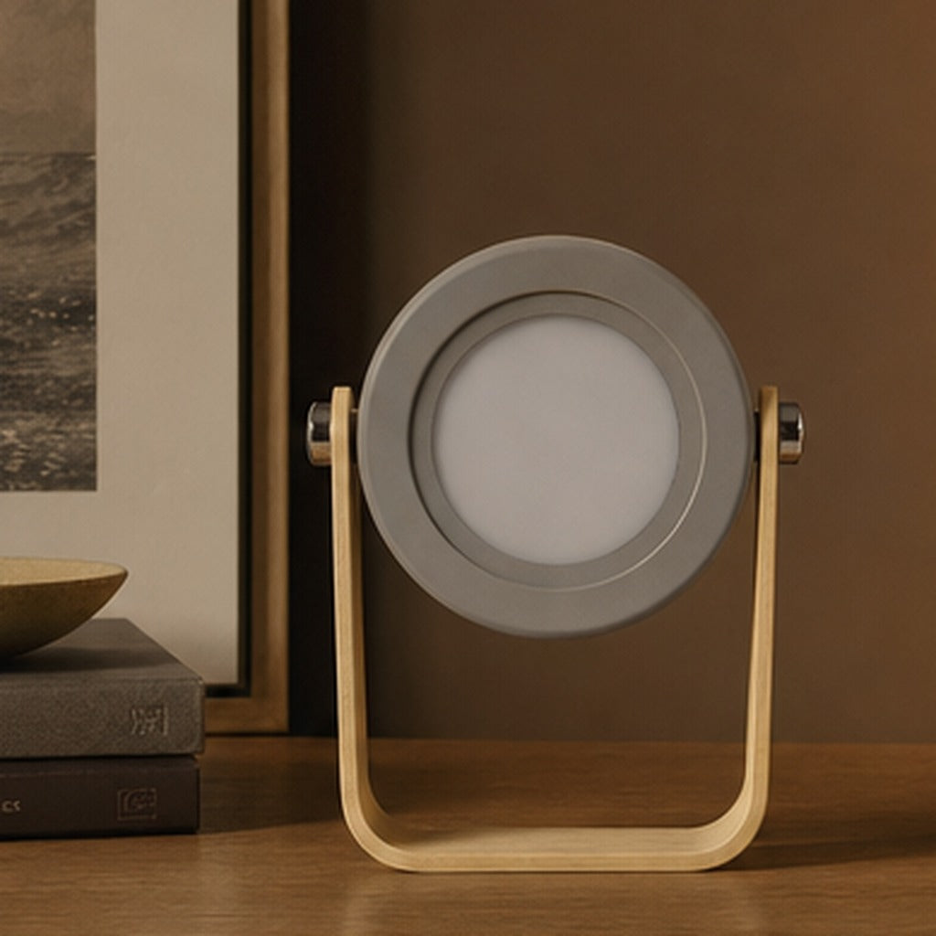Folded flat, the lamp is as slim as a paperback book