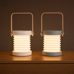 Cream White and Sage Grey lantern lamps side by side